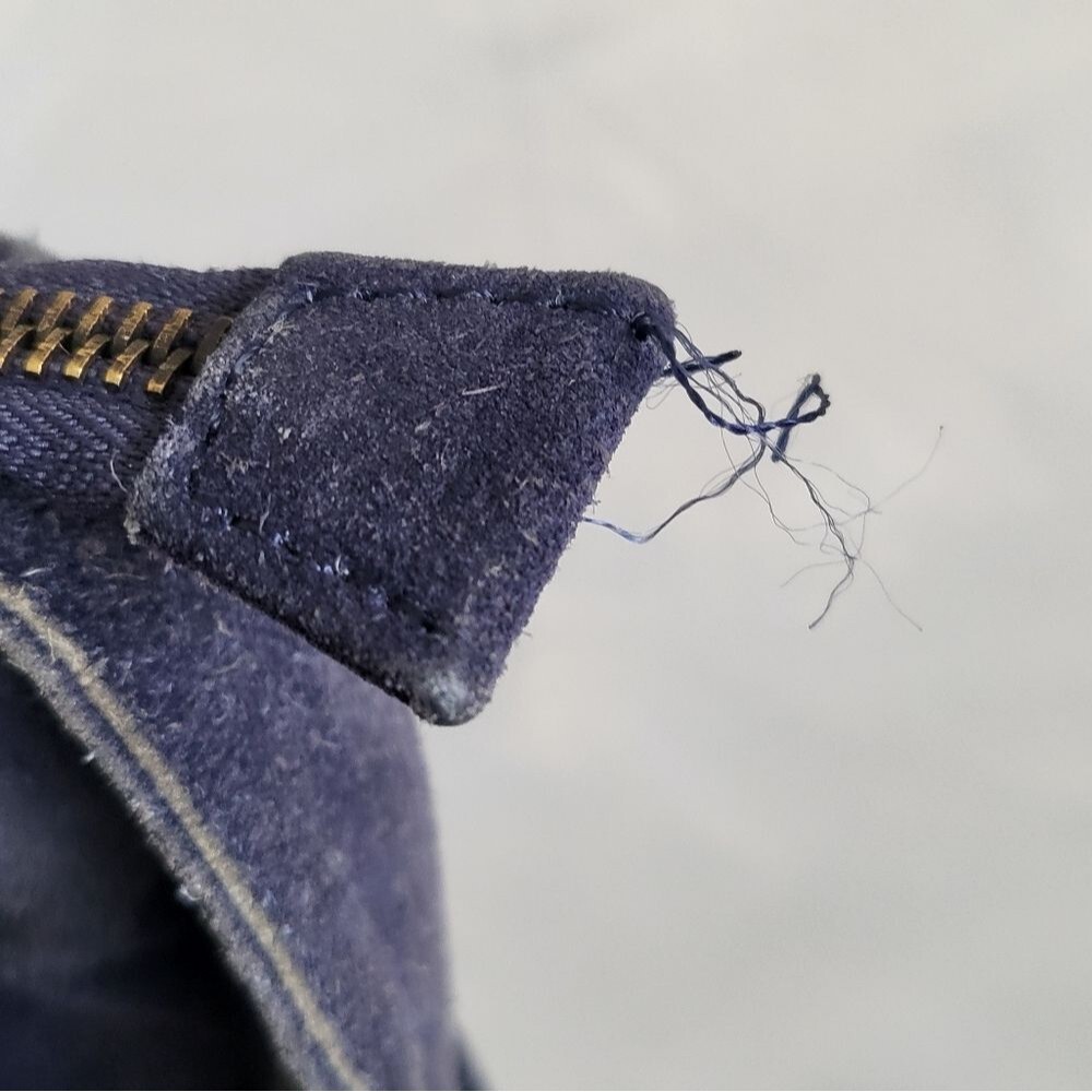 Ecote Blue Suede Side Fringe Cow Leather Bucket Sling Bag - Picture 6 of 15